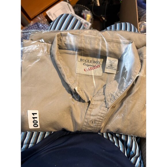 Bugle Boy Originals Cargo Mens Long Sleeve Button-Up Shirt Size L Beige Cotton - Picture 12 of 12